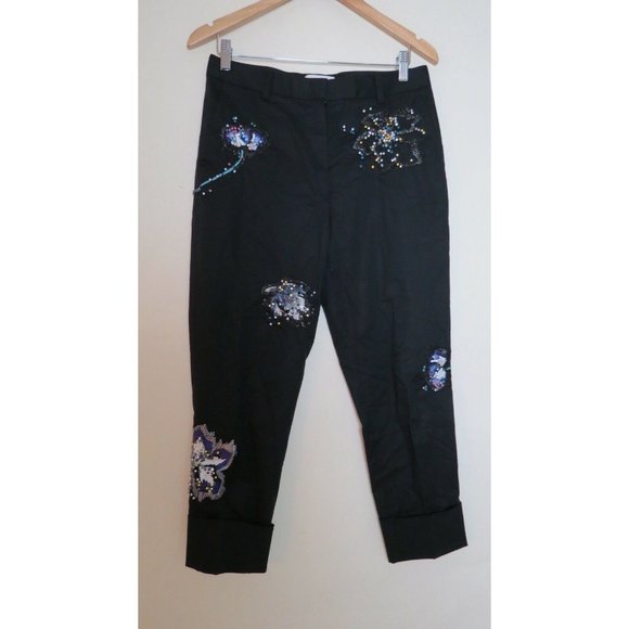 3.1 Phillip Lim Embroidered Cropped Black Pants 4 - Picture 3 of 6